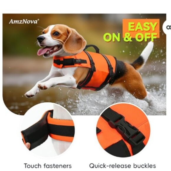 NWT AMZNOVA Dog Life Jacket Orange XS - Picture 1 of 8